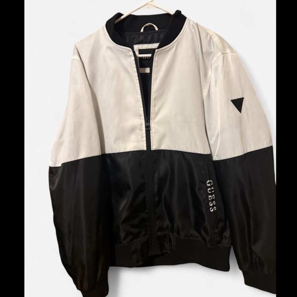 Guess Black and White Bomber Jacket